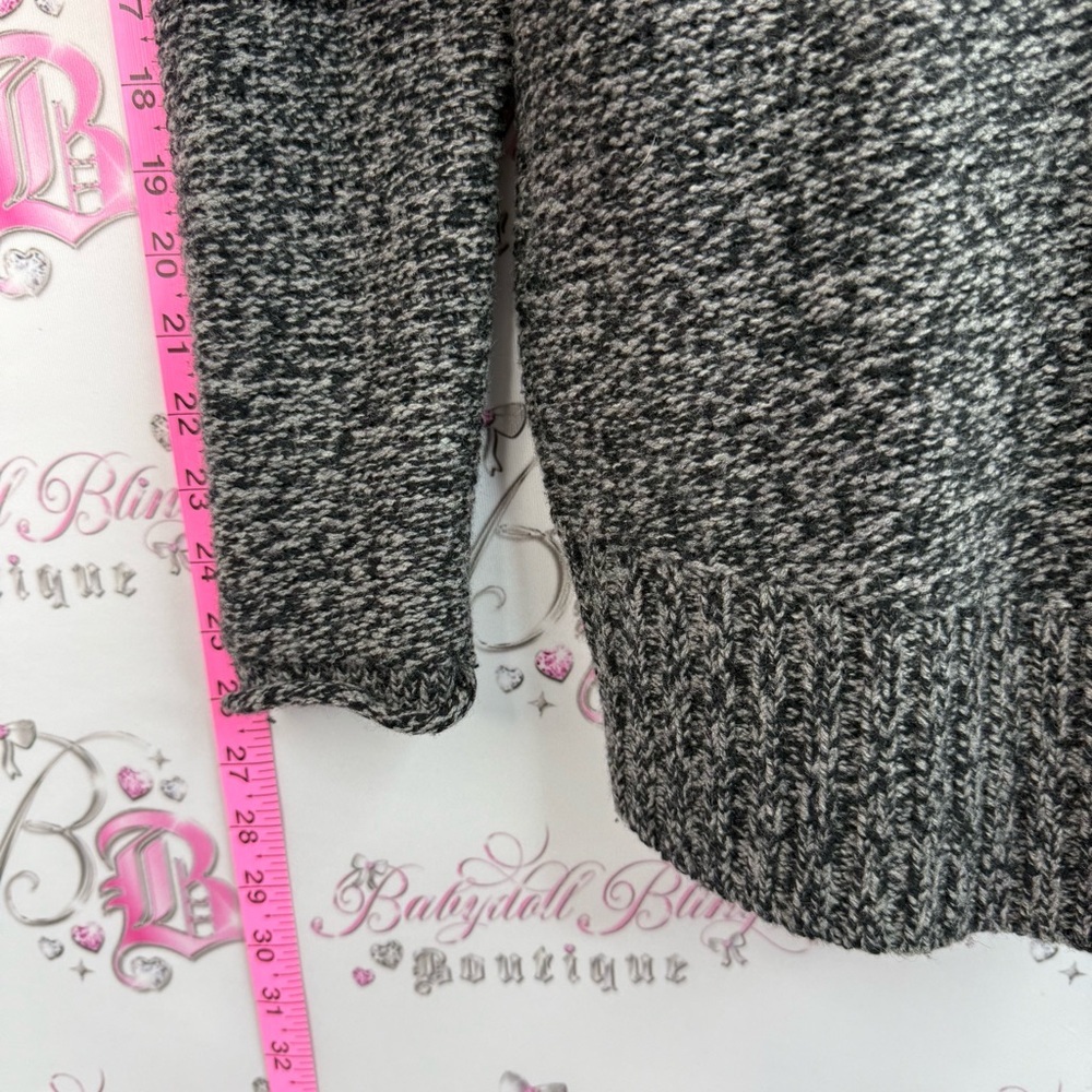 TNA wool sweater zip up vintage Y2K Gray Marled Zip-Front Shawl Collar Sweater - Picture 10 of 14